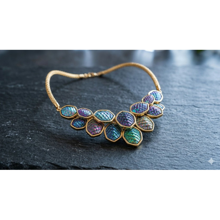 Le Collier : Palette « Aurore Boréale » (Bleu, Violet, Vert, Magenta)